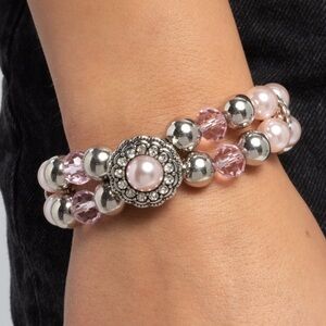 NWT Pink/Silver Beaded Bracelet
